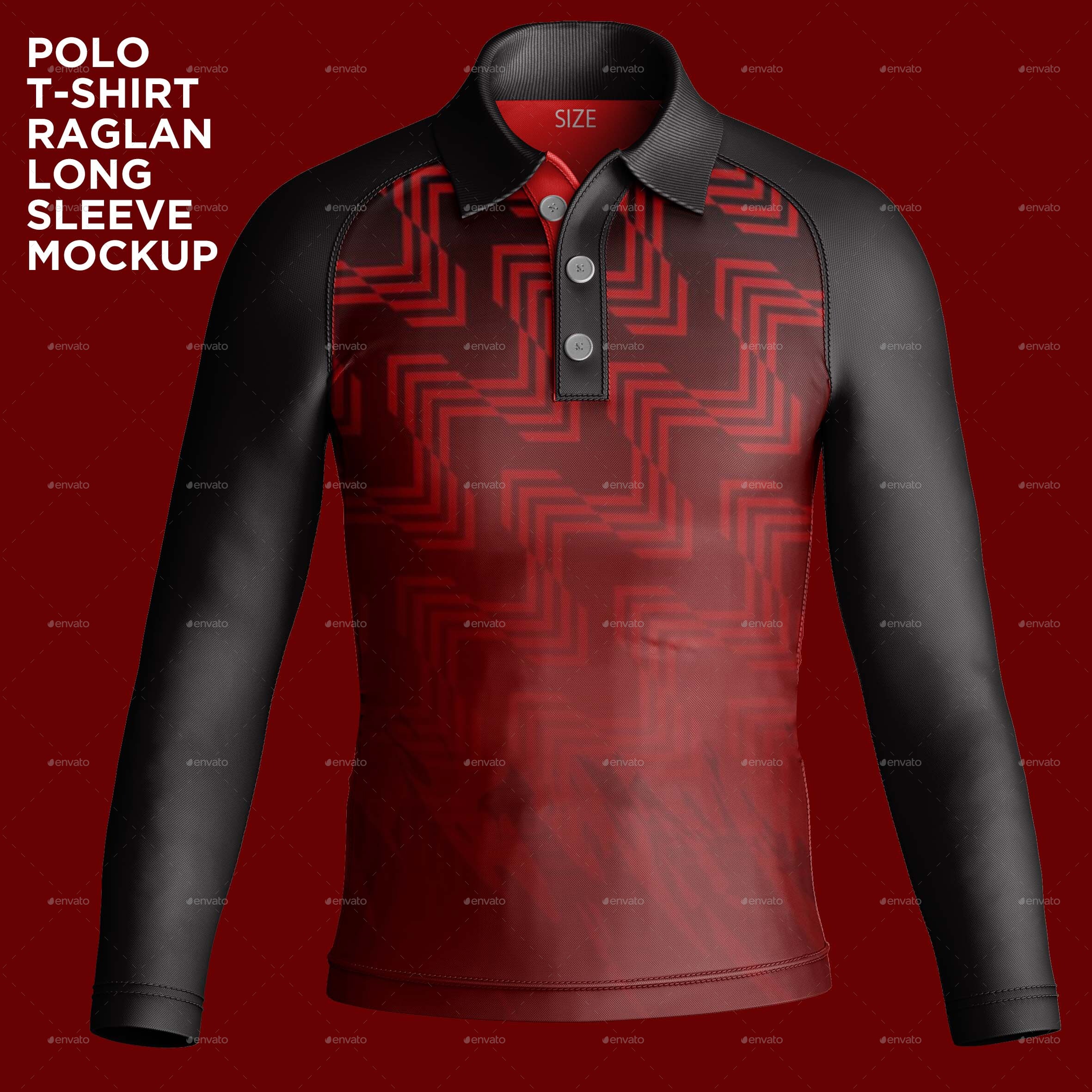 Polo TShirt Raglan Long Sleeve Mockup, Graphics GraphicRiver